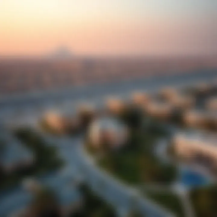 Aerial view of a luxurious residential community in Dubai