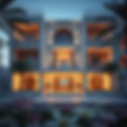 Stunning facade of Al Haseen Residence showcasing modern architecture