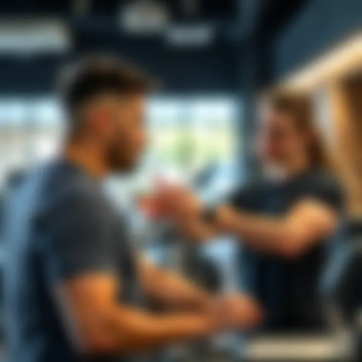 Personal trainer assisting a member at Al Khail Gate Gym