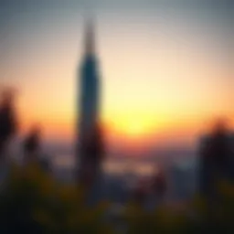 Stunning view of Al Mas Tower at sunset