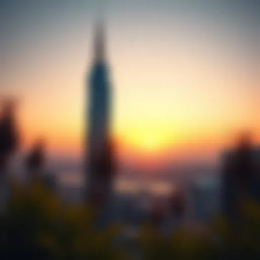 Al Mas Tower at Sunset Stunning view of Al Mas Tower at sunset
