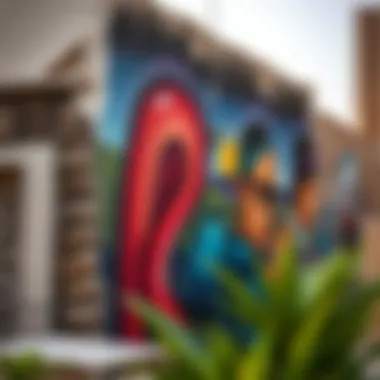 Street art in Al Quoz Village representing contemporary creativity