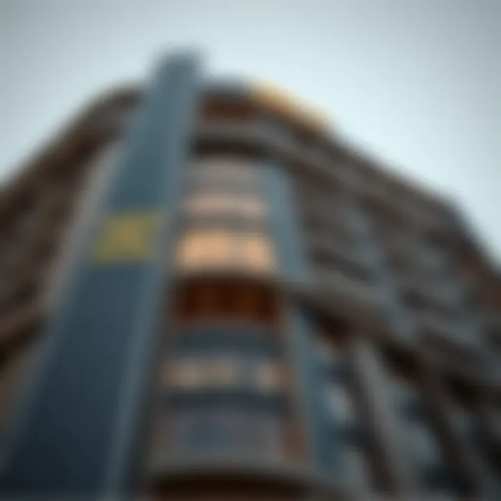 Close-up of Al Roda Tower 2's unique façade highlighting its modern design elements.