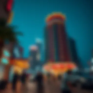 Vibrant nightlife scene around فندق السيف دبي highlighting its prime location