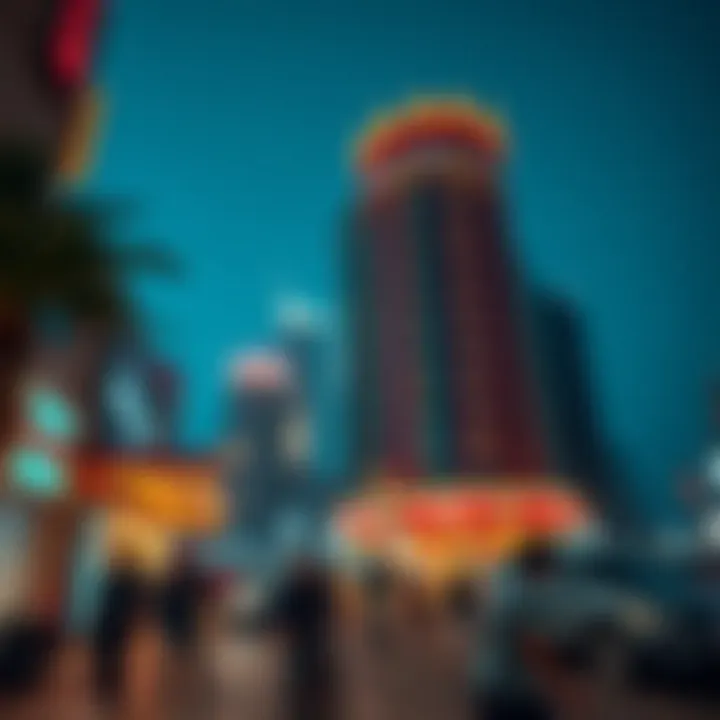 Vibrant nightlife scene around فندق السيف دبي highlighting its prime location