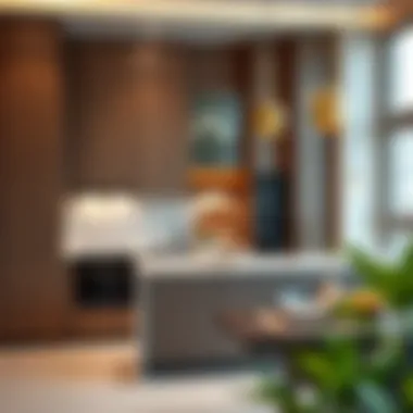 Modern kitchen design in Al Nahda rental property