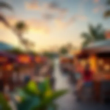 Vibrant lifestyle scene at Blue Waters Bay with restaurants and leisure activities