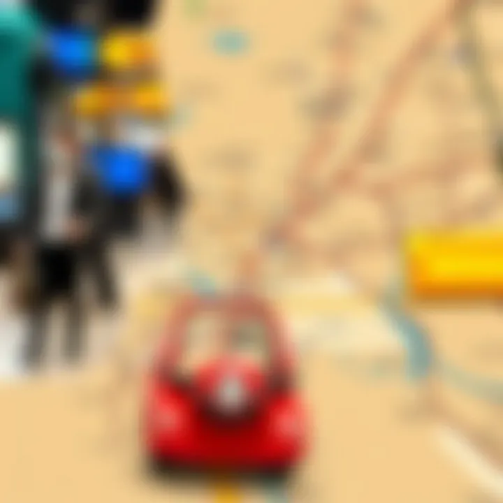 Map showcasing the bus routes connecting Abu Dhabi and Dubai