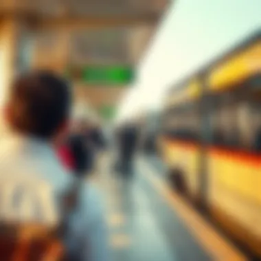 Commuters waiting at a bus station in Abu Dhabi