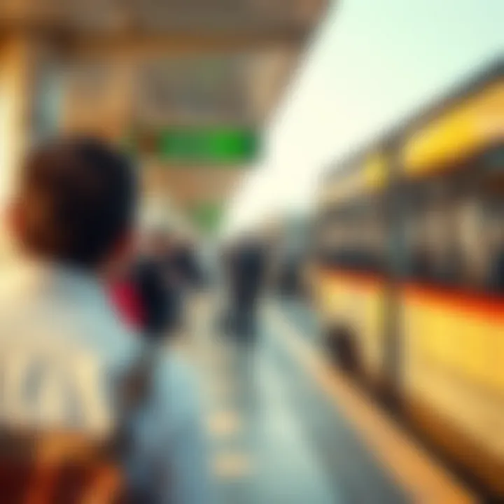 Commuters waiting at a bus station in Abu Dhabi