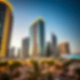 A panoramic view of Uptown Dubai showcasing its modern architecture