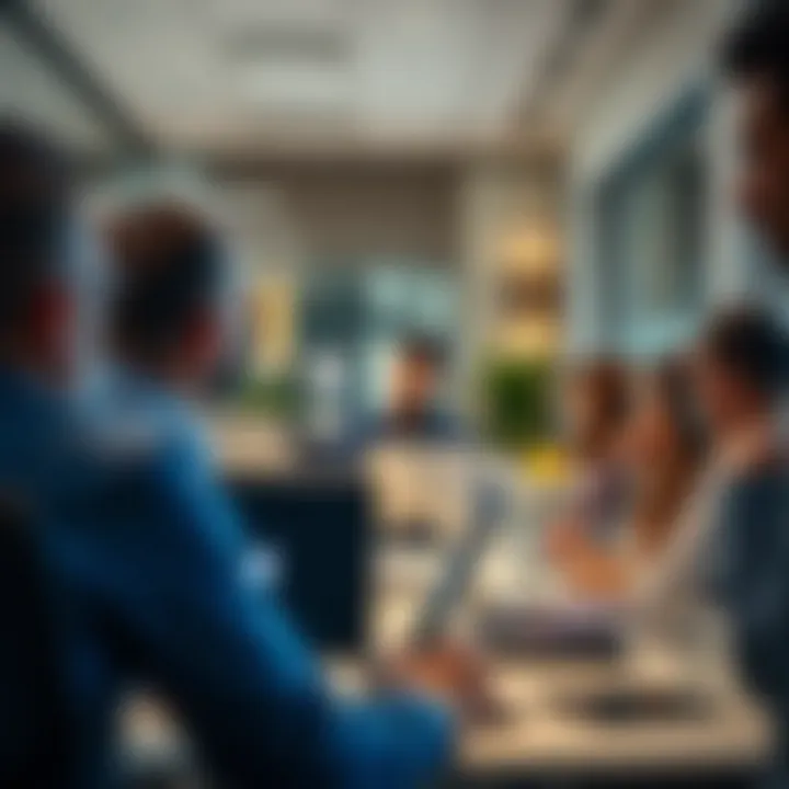 Collaborative Office Environment in Uptown Dubai A busy office environment in Uptown Dubai highlighting collaboration