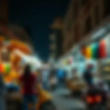 Bustling market scene in a Dubai community