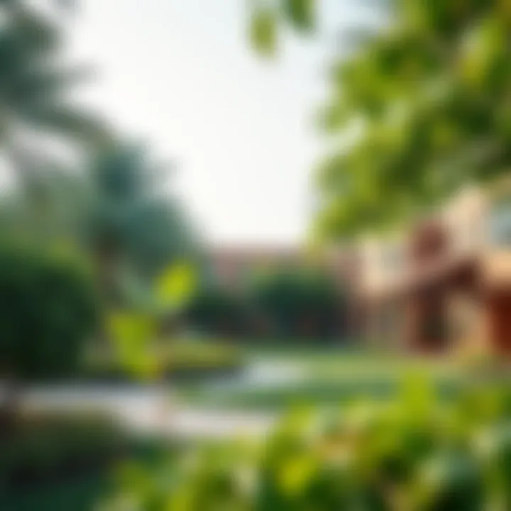 Vibrant community park in Dubai with lush greenery