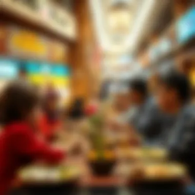 Family Dining Experience at Dubai Hills Mall Families enjoying meals together in the Dubai Hills Mall food court atmosphere