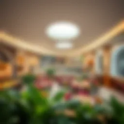 A panoramic view of Dubai Hills Mall food court showcasing diverse dining spots