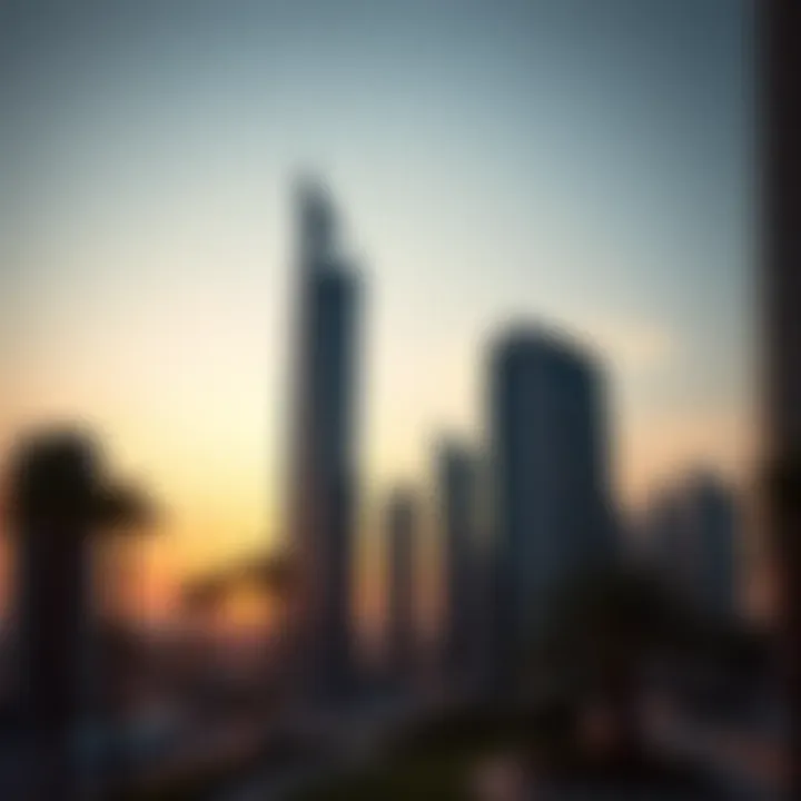 Damac Tower at Sunset Stunning view of Damac Tower at sunset