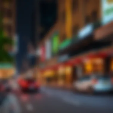 Commercial establishments along the busy streets of District 12