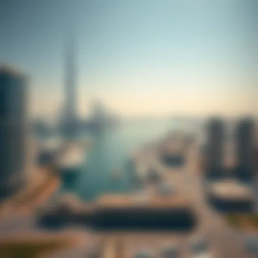 Aerial View of Dubai Creek Harbour Aerial view of Dubai Creek Harbour showcasing its modern skyline