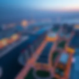 Aerial view of Dubai Festival City showcasing skyline and waterfront
