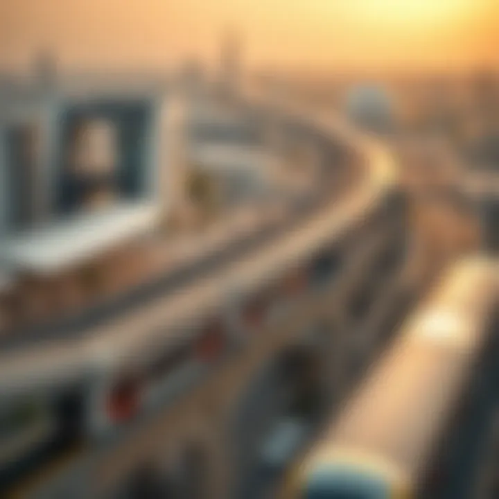 Aerial view of Dubai Metro expansion project