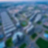 Aerial Perspective of Dubai South Aerial view of Dubai South showcasing its urban layout and green spaces