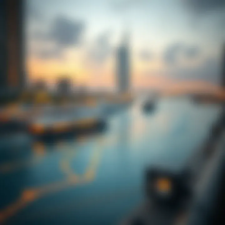 A map highlighting the ferry routes across Dubai