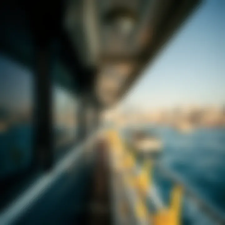 Scenic view of Dubai's waterfront with a ferry in the foreground