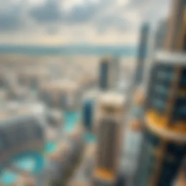 Aerial view of the prime location of new developments in Downtown Dubai