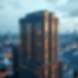 Architectural Elegance of Empire Heights Tower Panoramic view of Empire Heights Tower showcasing its architectural design