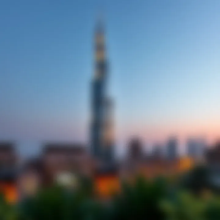 Stunning view of Eta Al Manara Tower at dusk