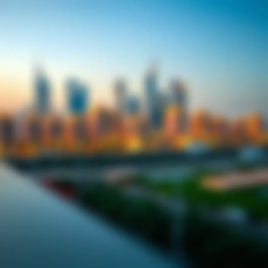 Stunning skyline view of Gate Village with modern architecture