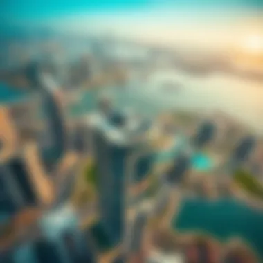 Aerial View of Jumeirah Lake Towers An aerial view of Jumeirah Lake Towers with Global Lake View prominently featured