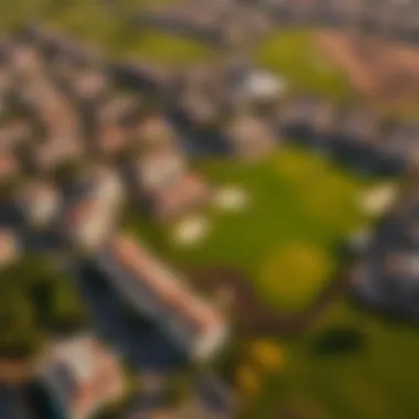 Aerial View of Golf Community Aerial shot of a golf community with residential properties