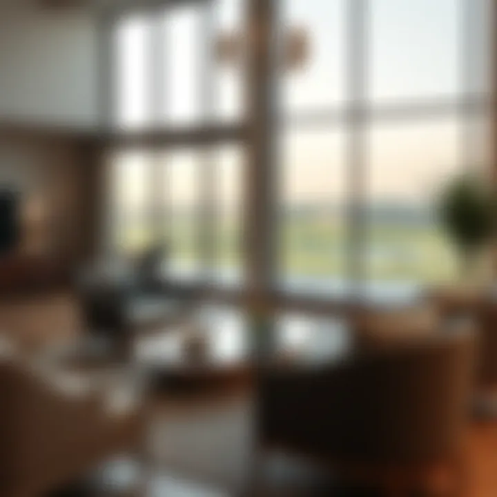 Living Room with Scenic Golf View Elegant living room with golf course view through large windows