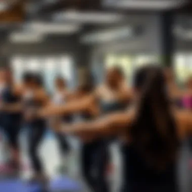 Community Engagement in Fitness Classes A dynamic group fitness class demonstrating community engagement and retention