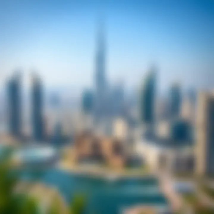 Scenic Skyline of Dubai with Hotel Apartments Scenic skyline featuring hotel apartments