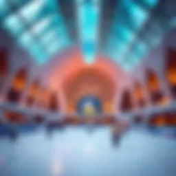 A stunning interior view of a modern ice rink in Dubai showcasing unique architectural designs