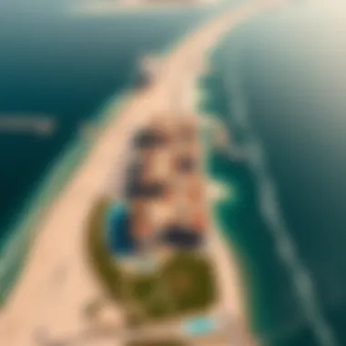 Aerial Perspective of La Mer Aerial view of La Mer highlighting its layout and beachfront.