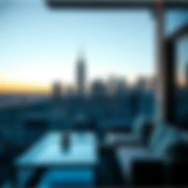 Panoramic Midtown Skyline View of Midtown skyline from a furnished apartment balcony