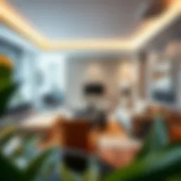 Stylish living room of a furnished apartment in Midtown