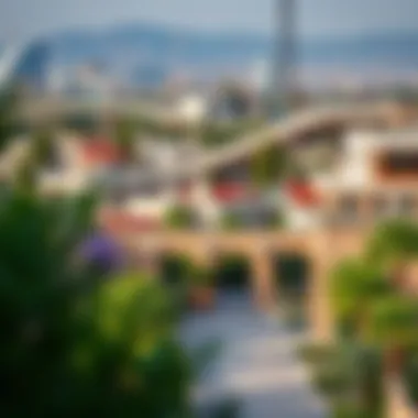 A panoramic view of the Moileh neighborhood showcasing its unique architecture and greenery