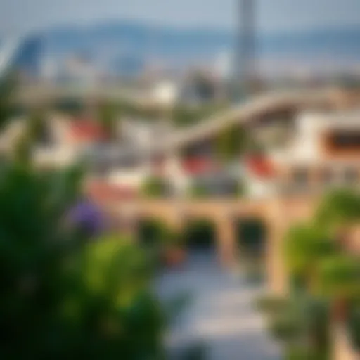 A panoramic view of the Moileh neighborhood showcasing its unique architecture and greenery