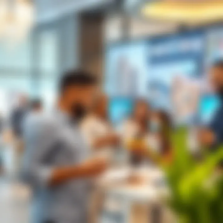 Interactive Real Estate Consultation at the Center Visitors engaging with real estate professionals at the center