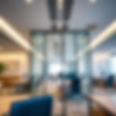 Modern office space with partitioned areas