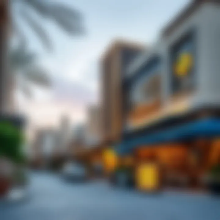 Local marketplace in Roxy Al Khawaneej featuring shops and dining options