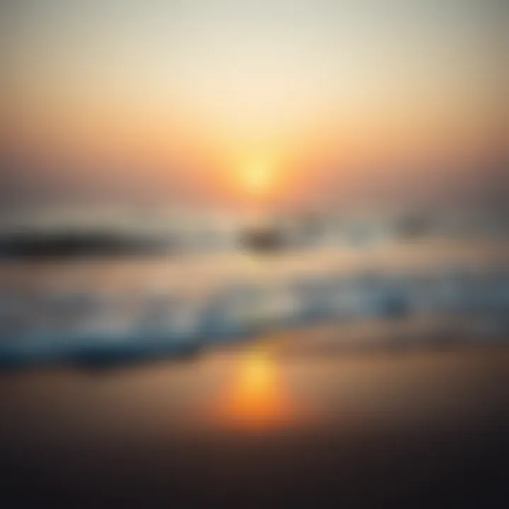 Serene beach scene with soft waves and early morning light