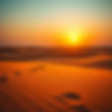 Desert landscape illuminated by the first rays of sun
