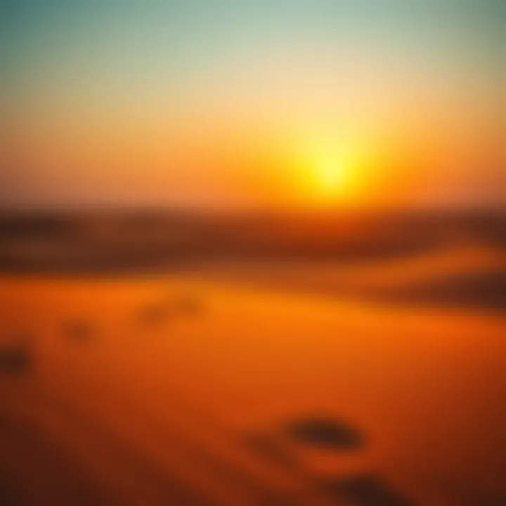 Desert landscape illuminated by the first rays of sun