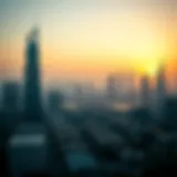 Stunning view of the Dubai skyline at sunrise